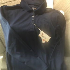 Navy blue long sleeve ladies collar shirt